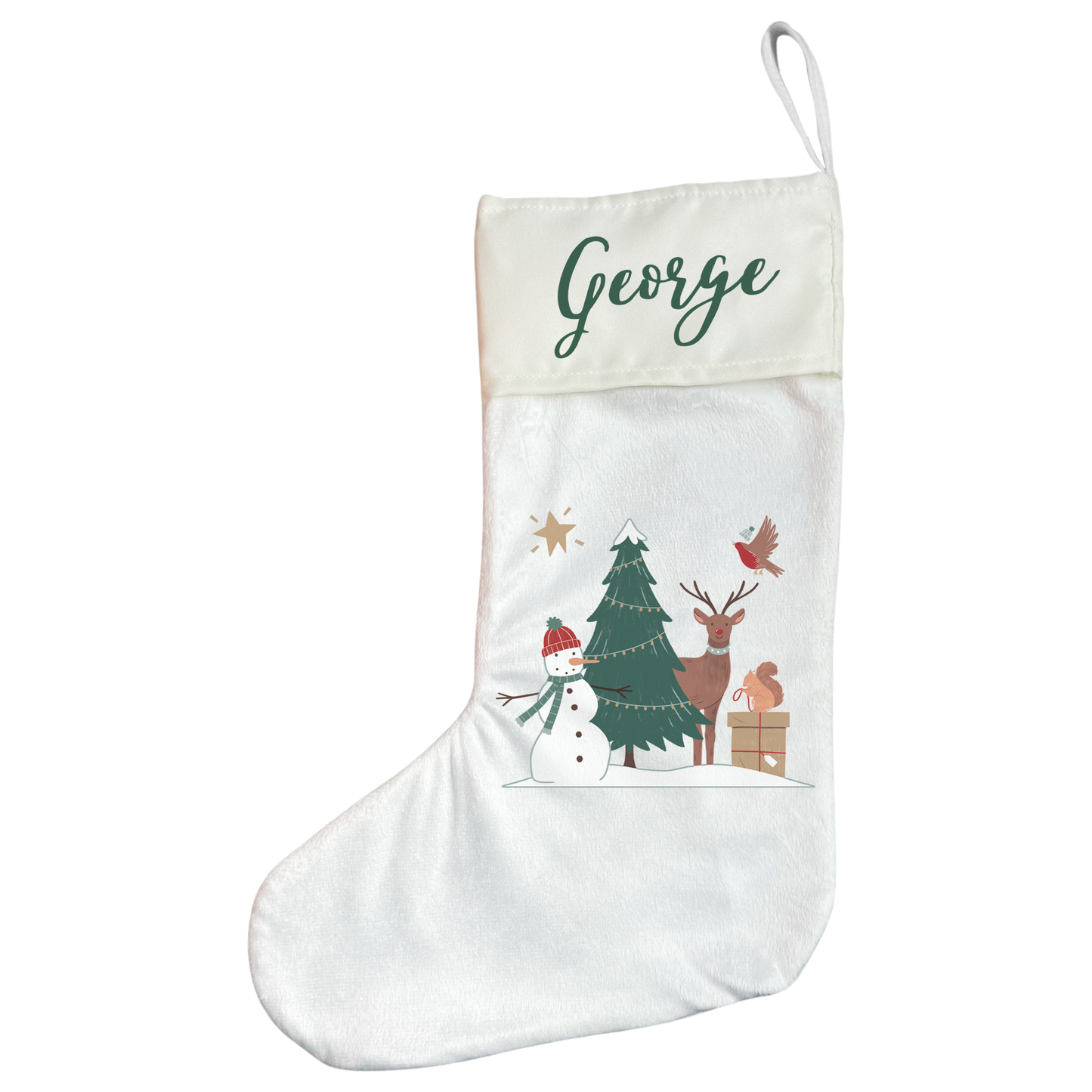 Personalised Forest Theme Christmas Stocking