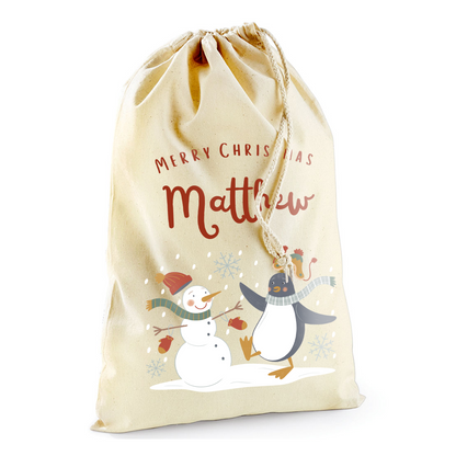 Personalised Christmas Countdown Gift Sack - Winter Friends