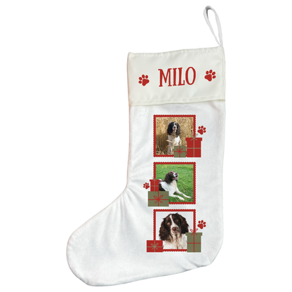 Personalised Pet Photo Christmas Stocking with Three Photos