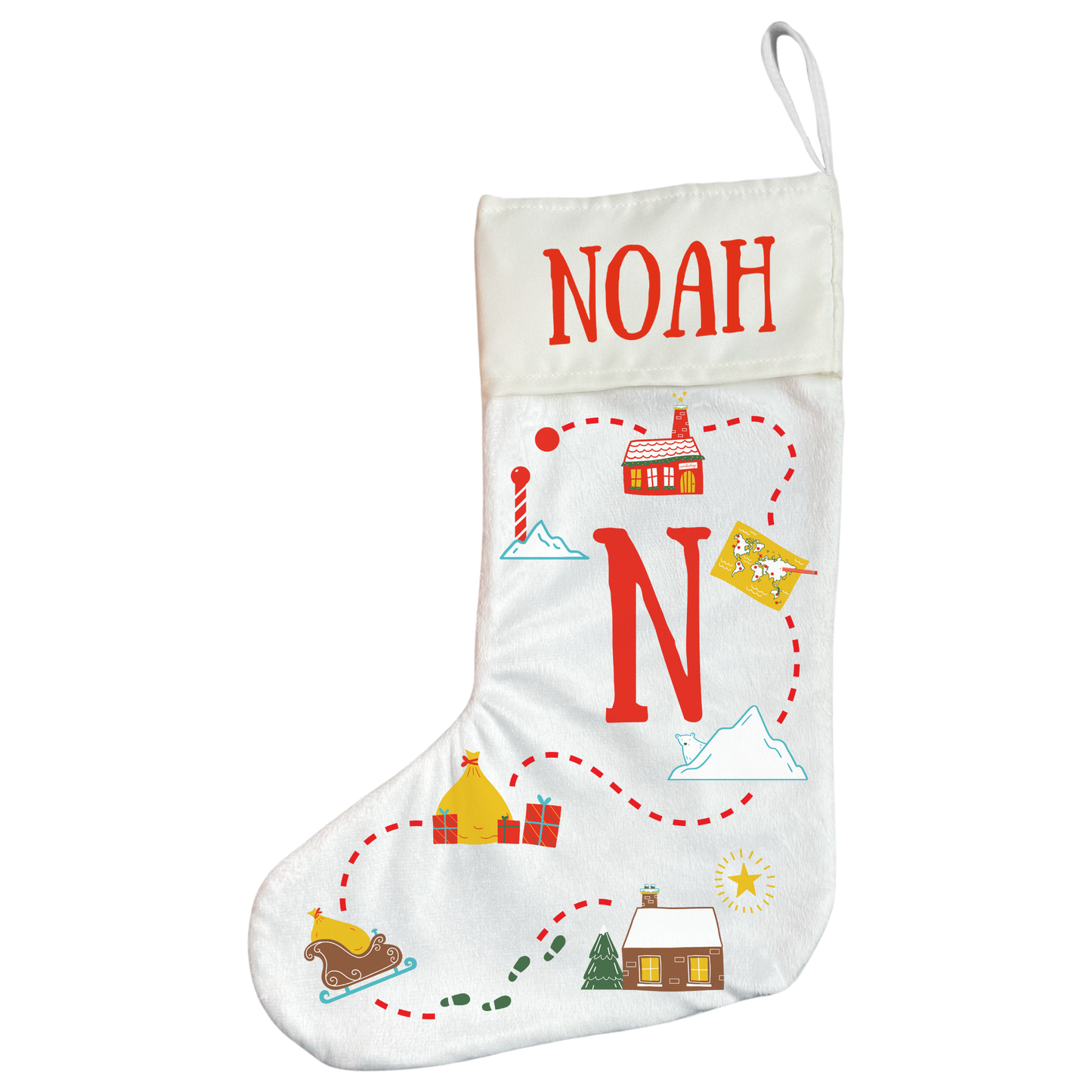 Personalised  Santa Tracker Stocking - Map Design