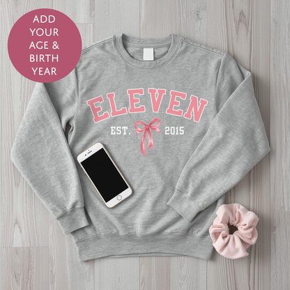 Personalised Birthday Bow Sweater - Teen Girls Custom Age Jumper - Gift For Her