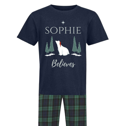 Personalised I Believe Family Christmas Pyjamas - Mix and Match Tartan Style