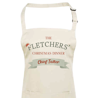 Personalised Festive Family Apron - Christmas Dinner Unisex Adults and Kids Fun Apron Gift