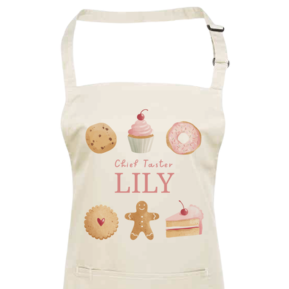 Personalised Baking Treats Apron - Chief Taster Name Apron - Unisex for Adults and Kids
