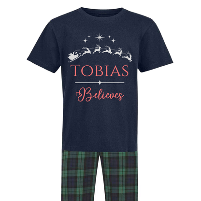 Personalised Sleigh Magic Family Christmas Pyjamas - Mix and Match - Tartan Style