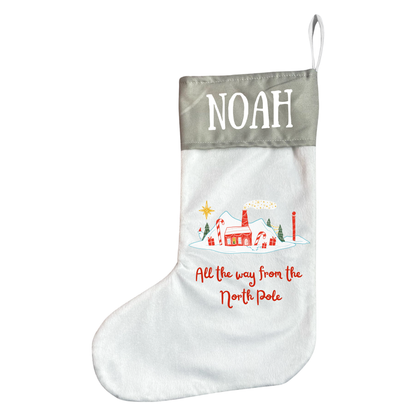 Personalised Santa Tracker North Pole Christmas Stocking