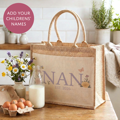 Personalised Hessian Shopper Bag - Pretty Floral Design