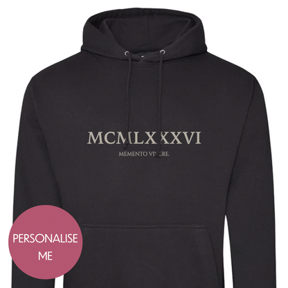 Roman Numerals Birth Year - Personalised Hoodie