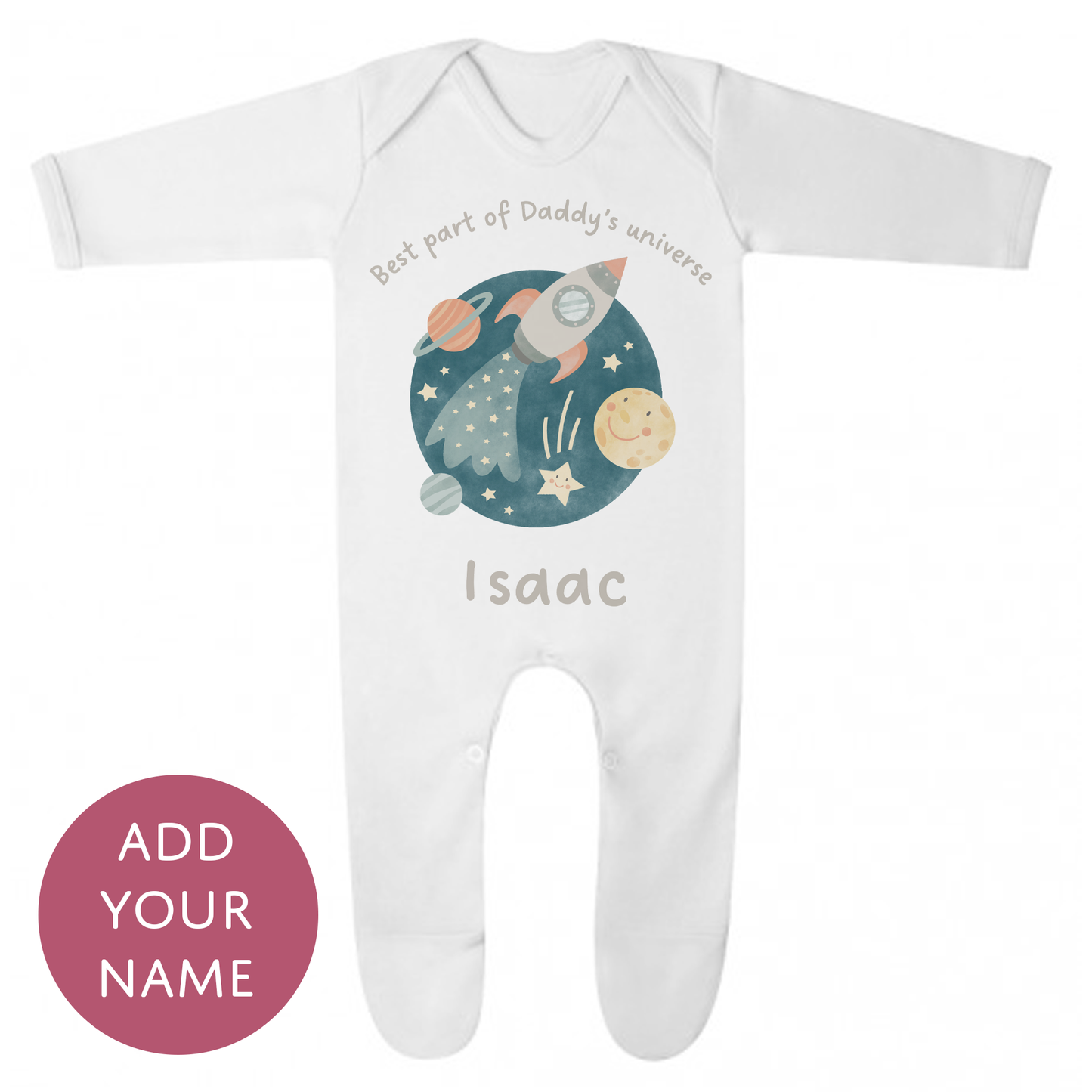 Personalised Matching Universe Set - Daddy and Baby Tshirt and Babygrow - My First Fathers' Day Gift