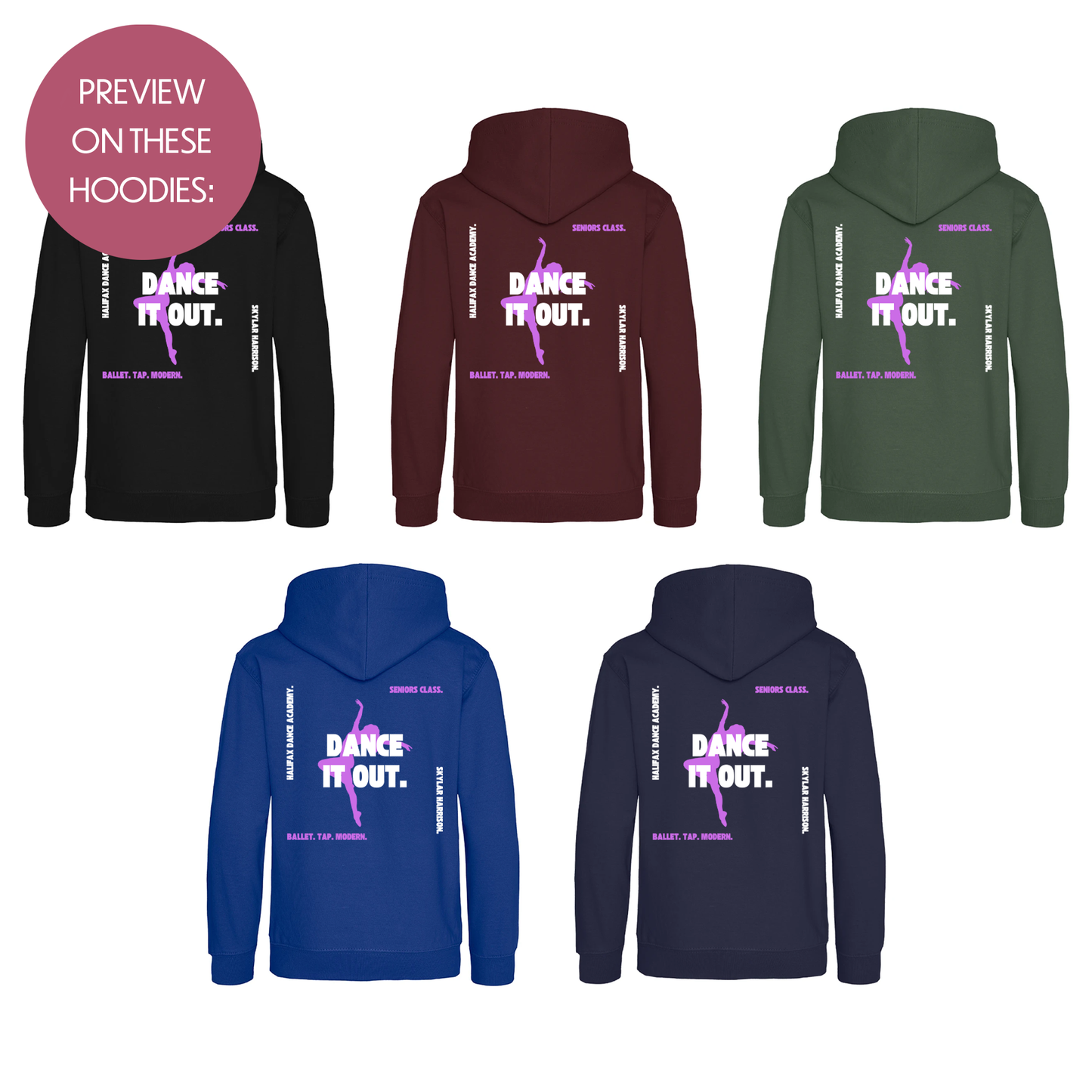 Personalised Dance Hoodie - Customised Unisex Kids Dancing Pullover - Stylish Competition Jumper