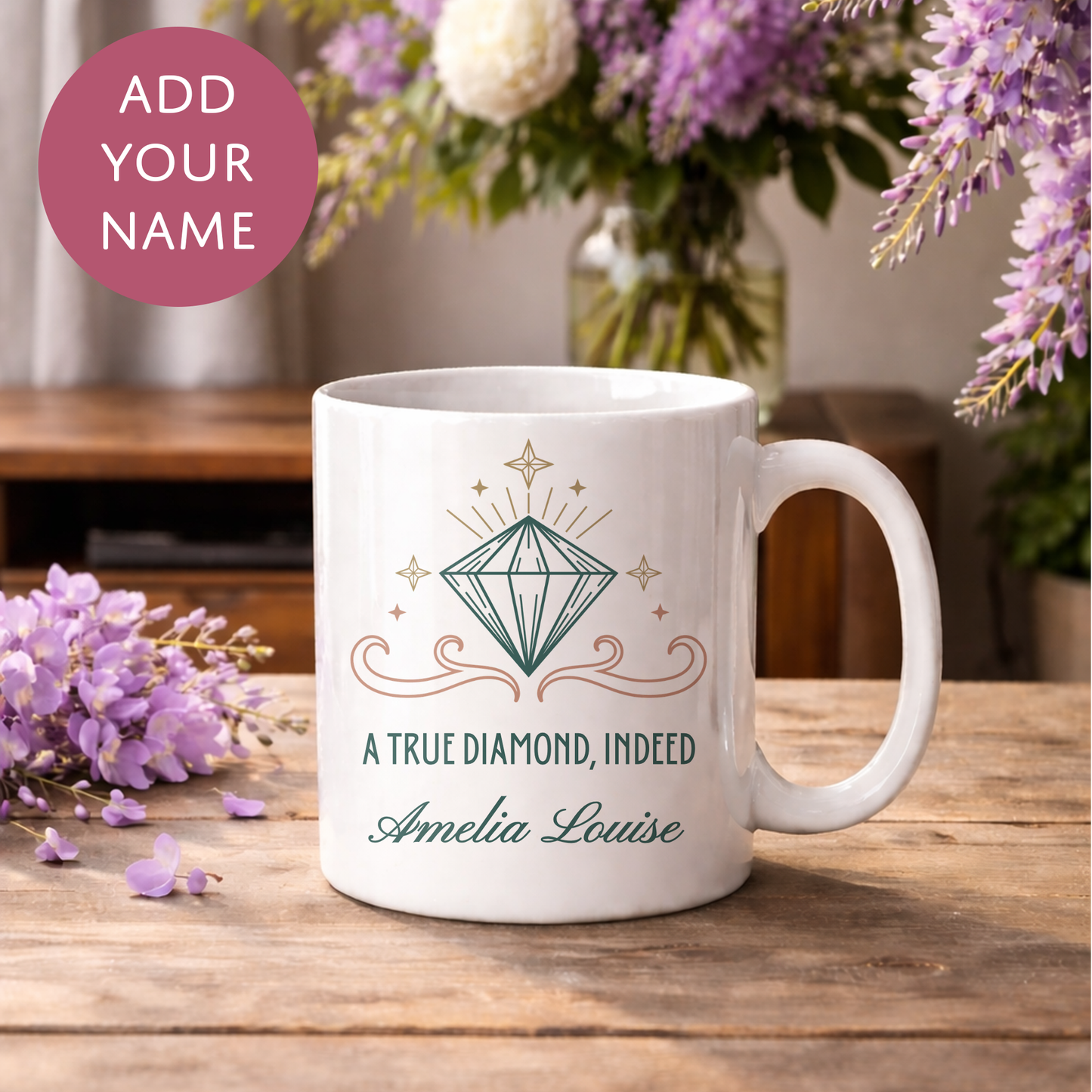 Personalised Bridgerton Inspired Mug - Diamond Trending Tea Cofee Cup for Adults
