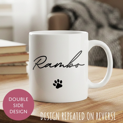 Personalised Pet Mum Ceramic Coffee Tea Mug - Pawprint Customised Dog Cat Name Gift