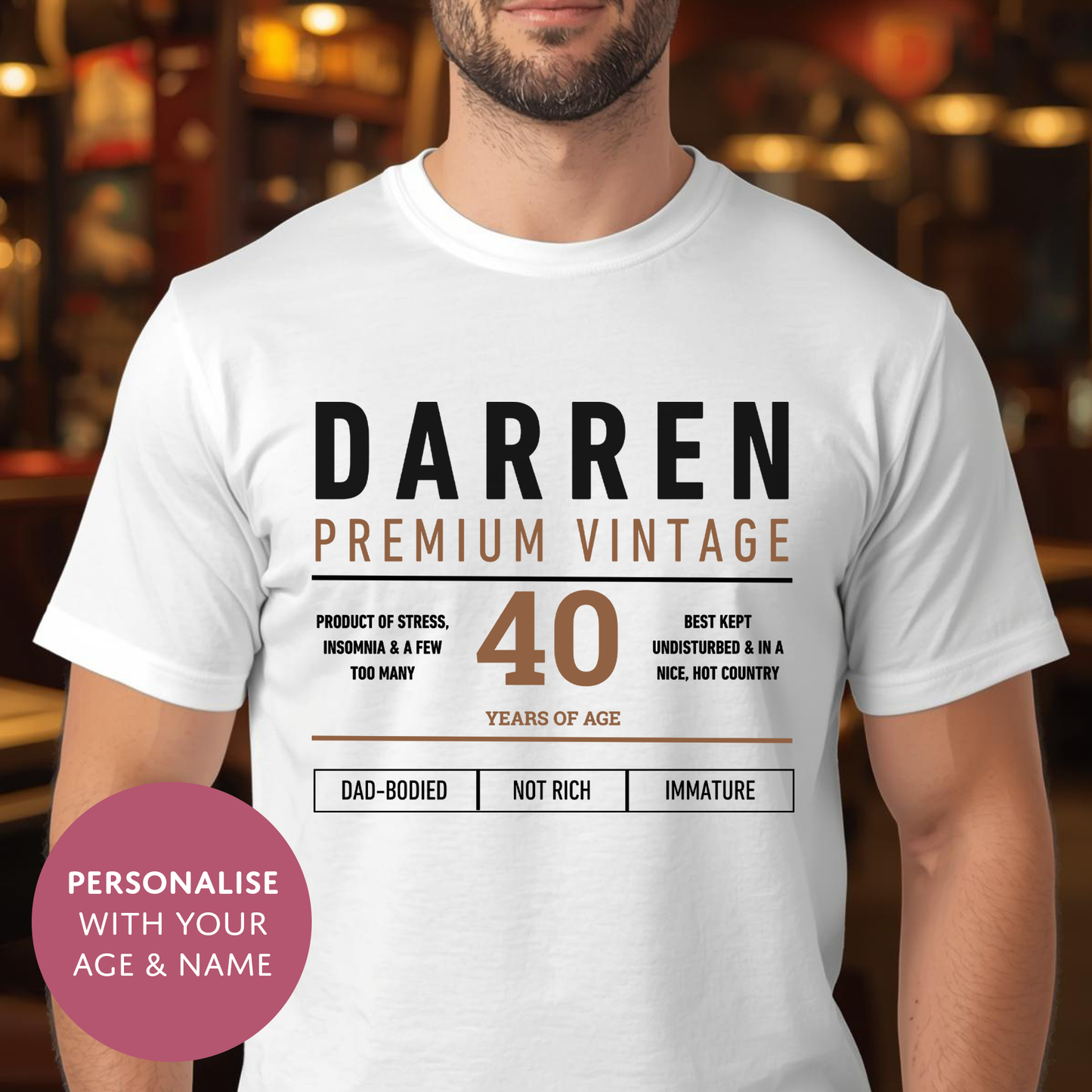 Personalised Funny Dad Whisky Lover T-Shirt - Custom Age Fathers Day Top For Him
