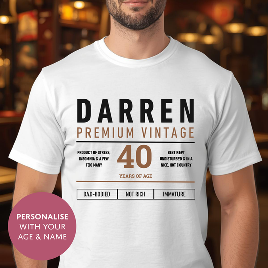 Personalised Funny Dad Whisky Lover T-Shirt - Custom Age Fathers Day Top For Him