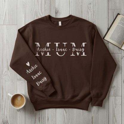 Personalised Mum Sweater with Kids Names - Custom Mothers Day Jumper