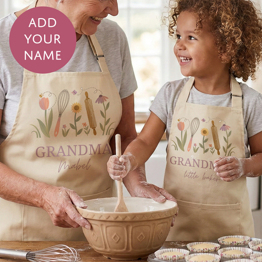 Personalised Floral Apron For Her - Mothers Day Gift For Mum, Grandma