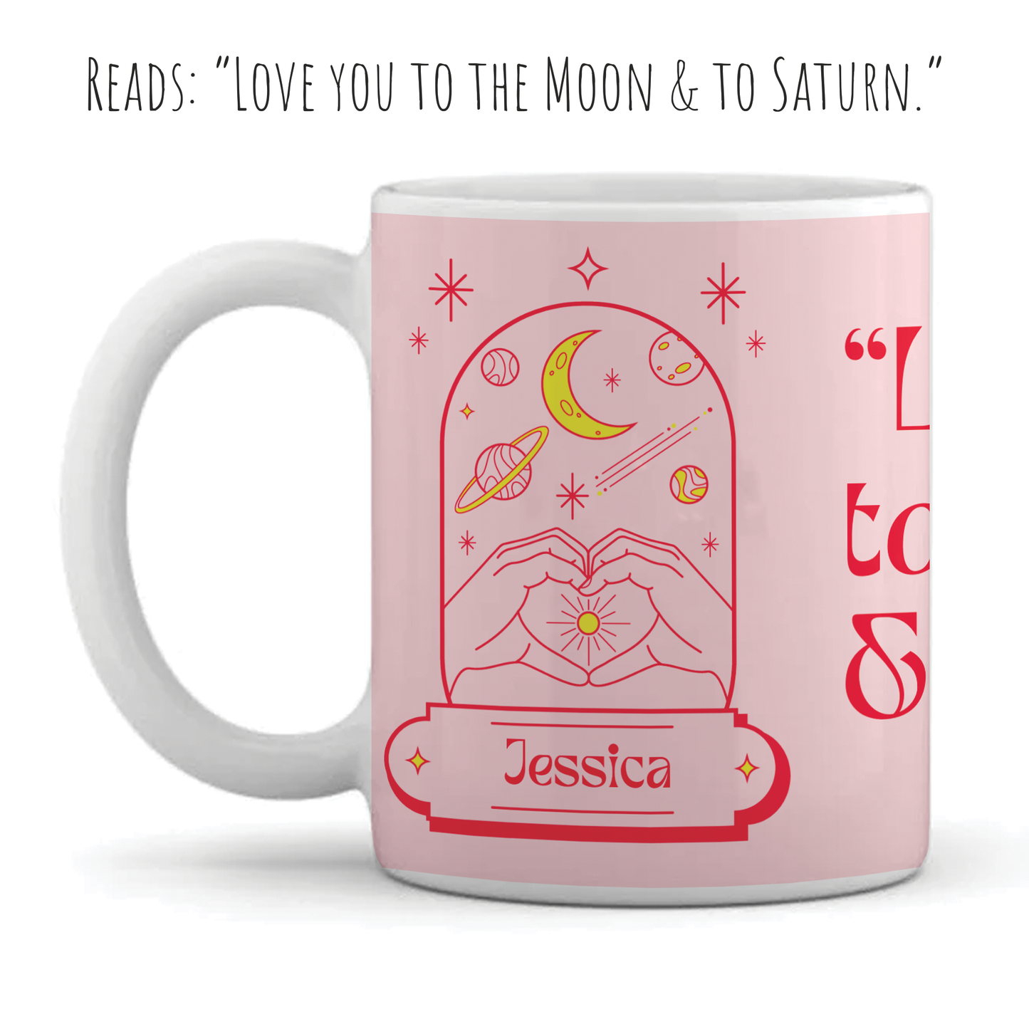 Personalised Mug - Teenage Girl - Moon & Saturn Design