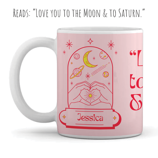 Personalised Mug - Teenage Girl - Moon & Saturn Design