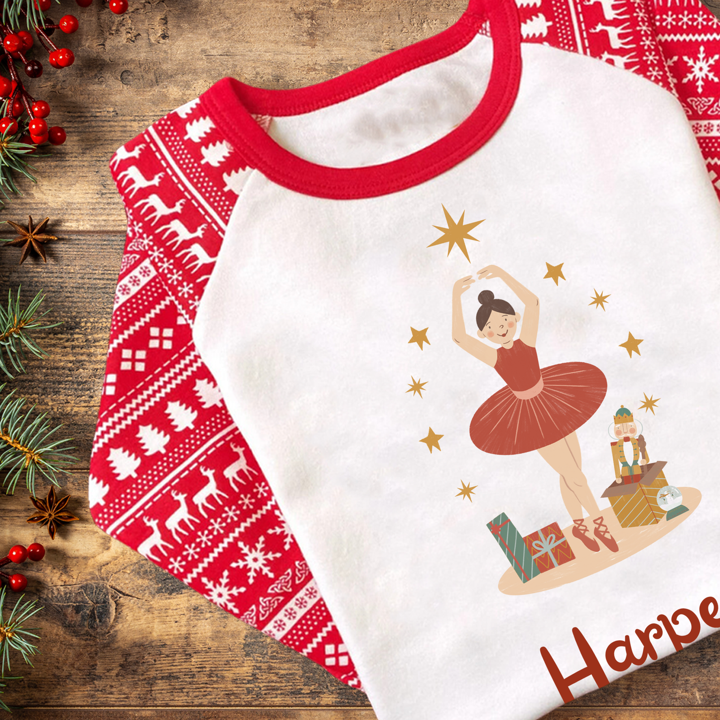 Personalised Christmas Ballerina Magic Pyjamas - Kids and Adults - Unisex PJ Set