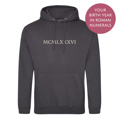 Personalised Couples Hoodie - Birth Year Roman Numerals Jumper - Matching His and Hers