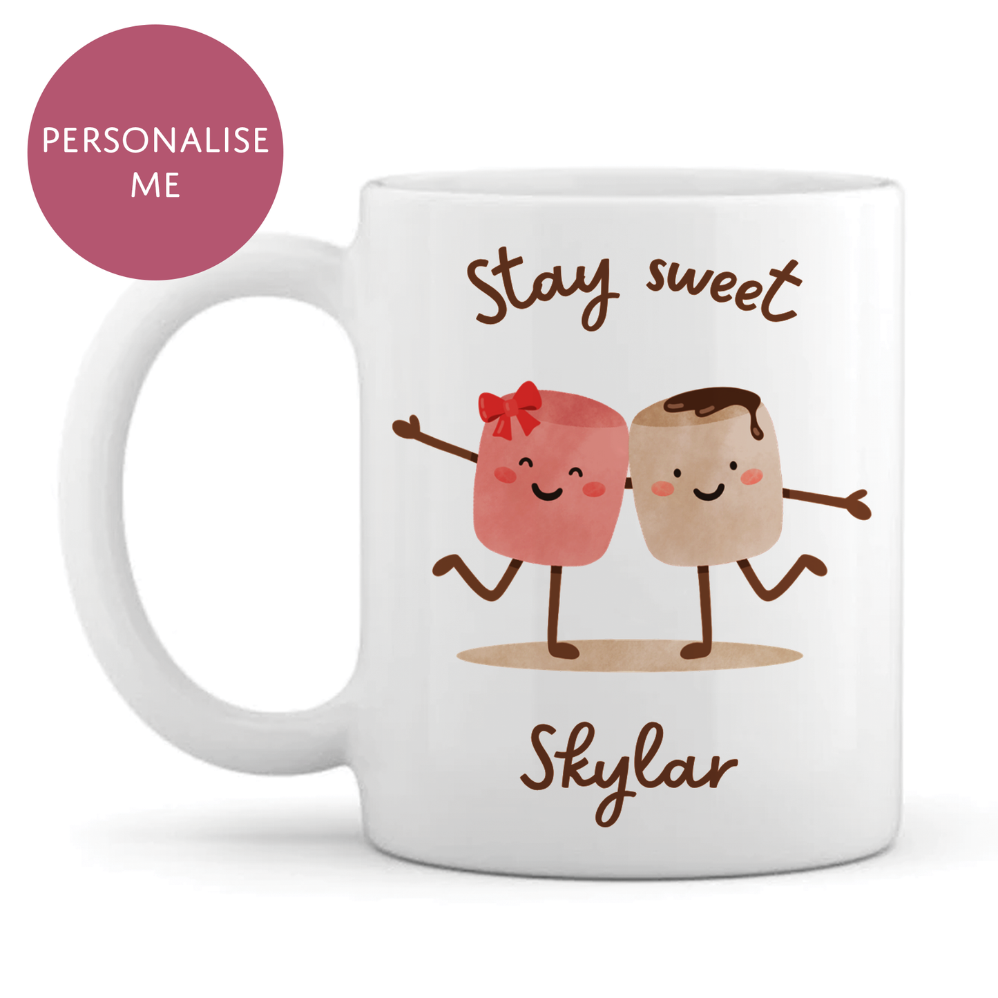 Personalised Stay Sweet Marshmallow Besties Mug - Cute Soft Toy Tea Coffee Gift for Teenage Girls