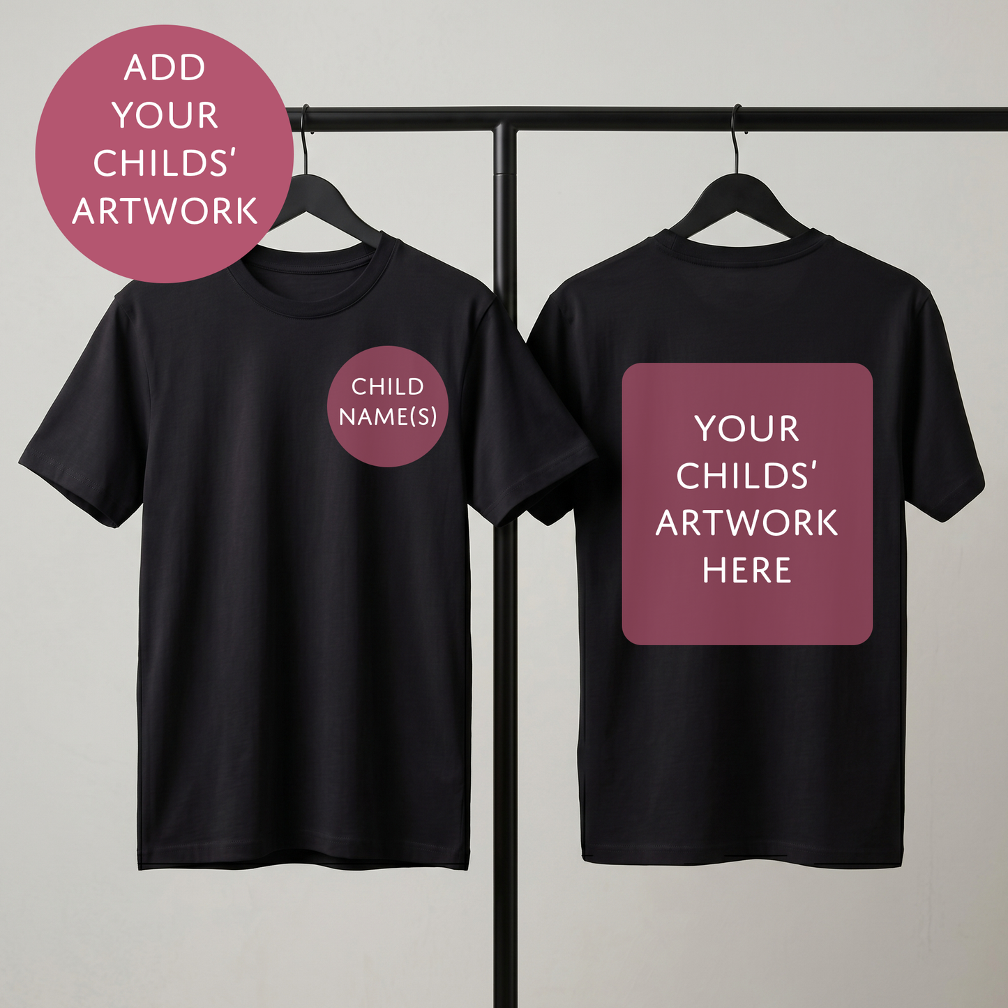 Your Child's Art - Personalised Father's Day Backprint T-Shirt - Custom Text Top For Dad From Kids