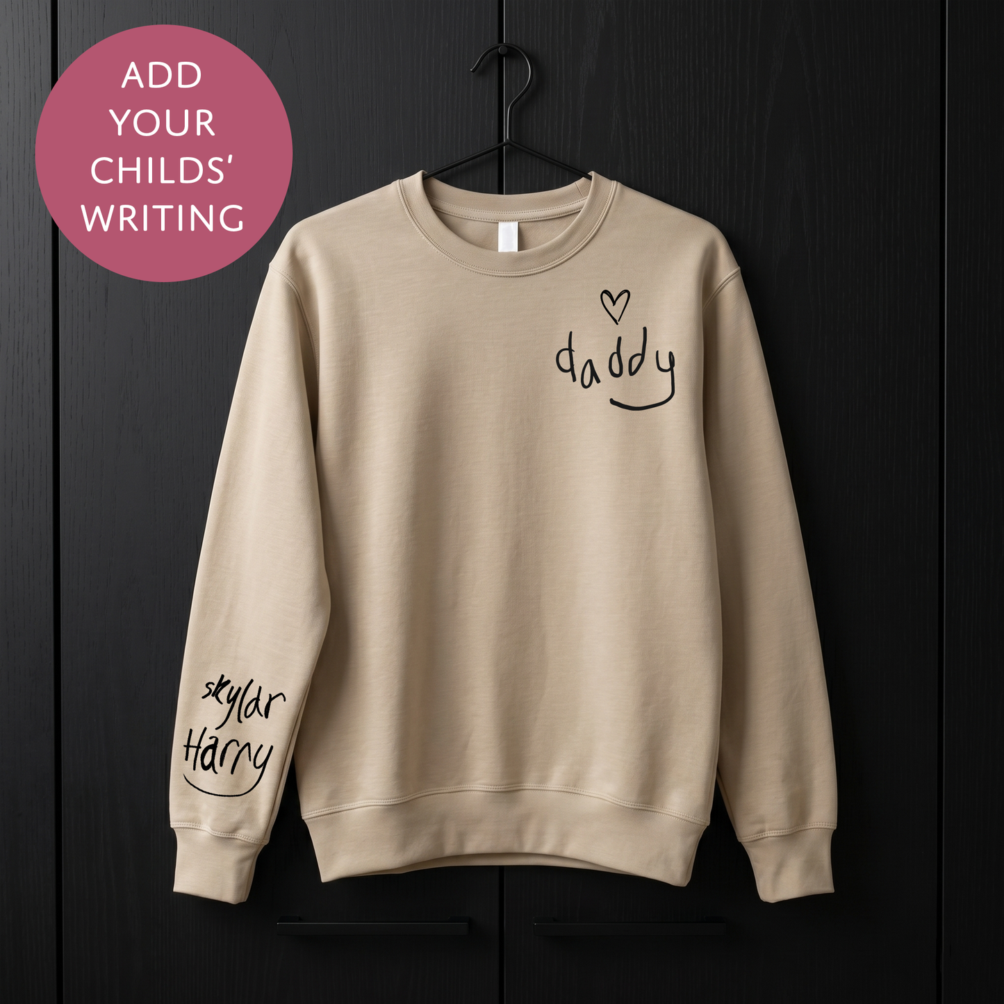 Your Child's Writing Personalised Fathers Day Sweater - Custom Text Jumper for Dad