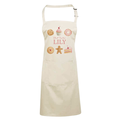 Personalised Baking Treats Apron - Chief Taster Name Apron - Unisex for Adults and Kids