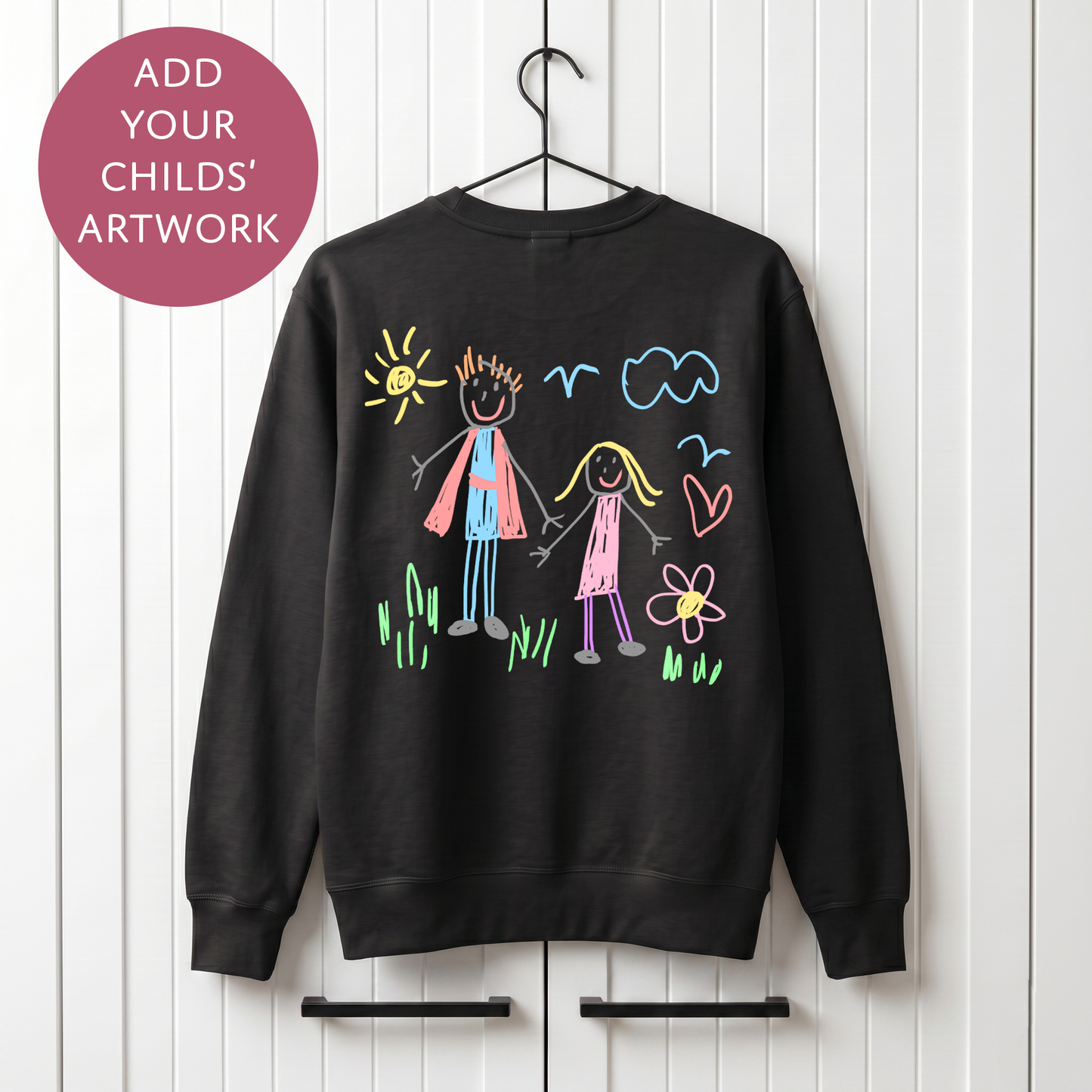 Your Child's Art Back Print - Personalised Fathers Day Sweater - Custom Graphic Jumper for Dad (Copy)