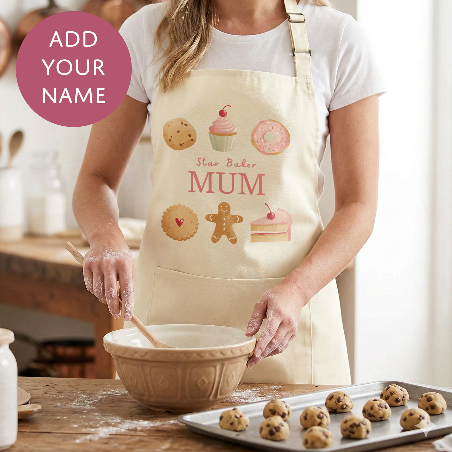 Personalised Baking Treats Apron - Chief Taster Name Apron - Unisex for Adults and Kids