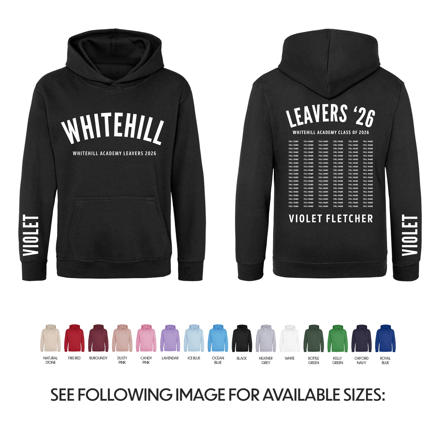 Personalised School Leavers Hoodie - Customised Unisex College Graduation Pullover - Add Your Class Names - Modern