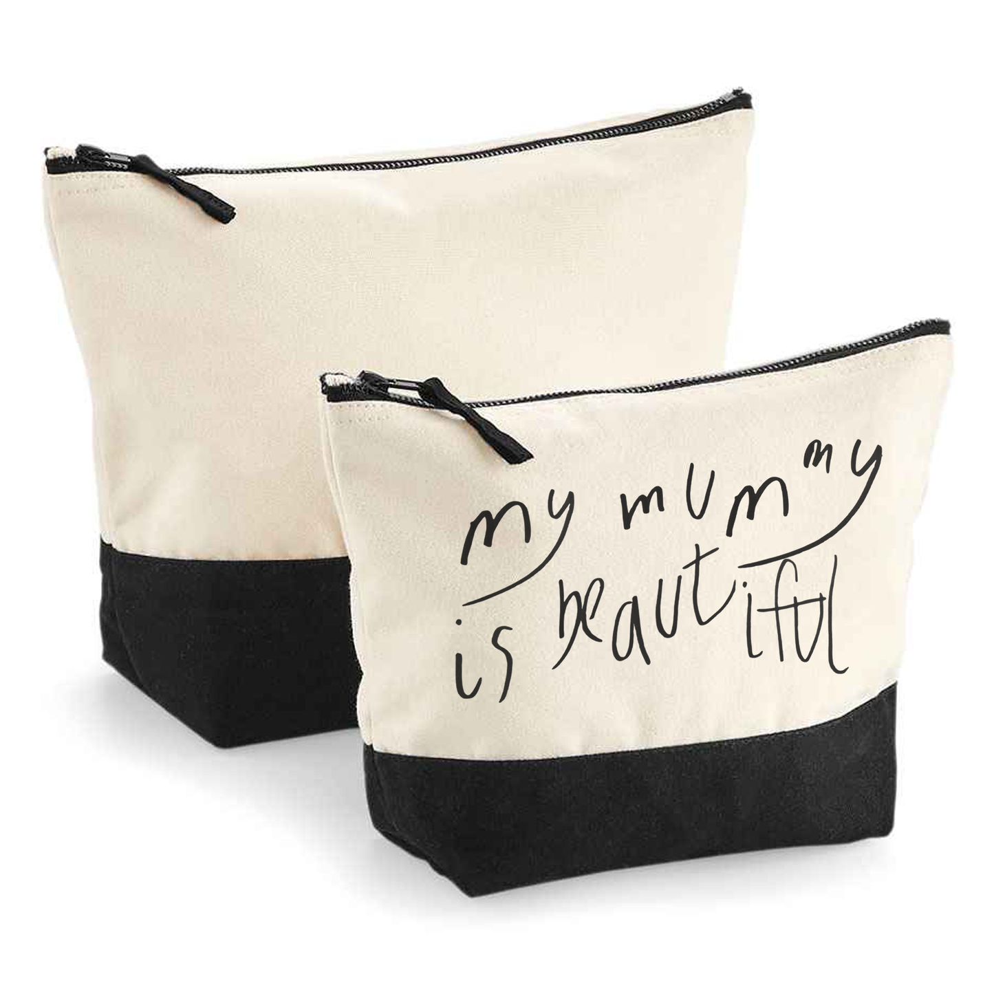 Your Child's Writing Personalised Mothers Day Canvas Makeup Bag - Custom Text Cosmetic Pouch for Mum