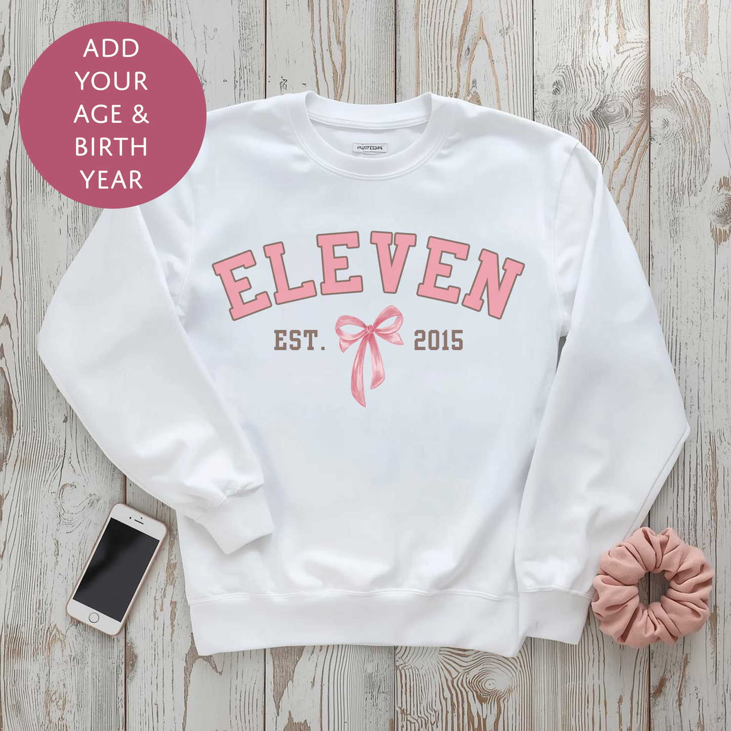 Personalised Birthday Bow Sweater - Teen Girls Custom Age Jumper - Gift For Her