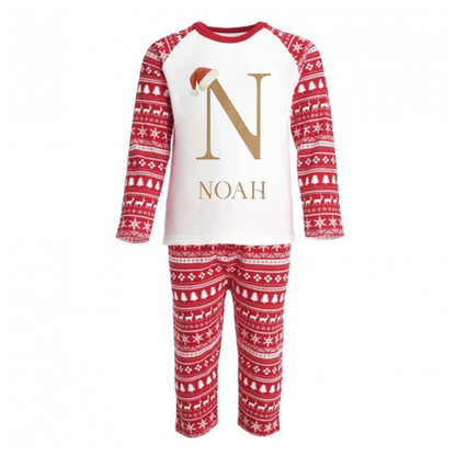 Personalised Christmas Initial Pyjamas - Kids and Adults - Unisex Festive PJ Set