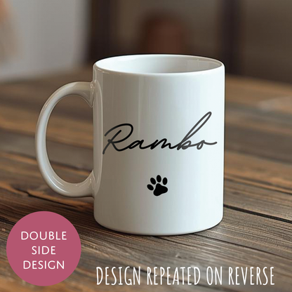 Personalised Pet Mum Ceramic Coffee Tea Mug - Pawprint Customised Dog Cat Name Gift