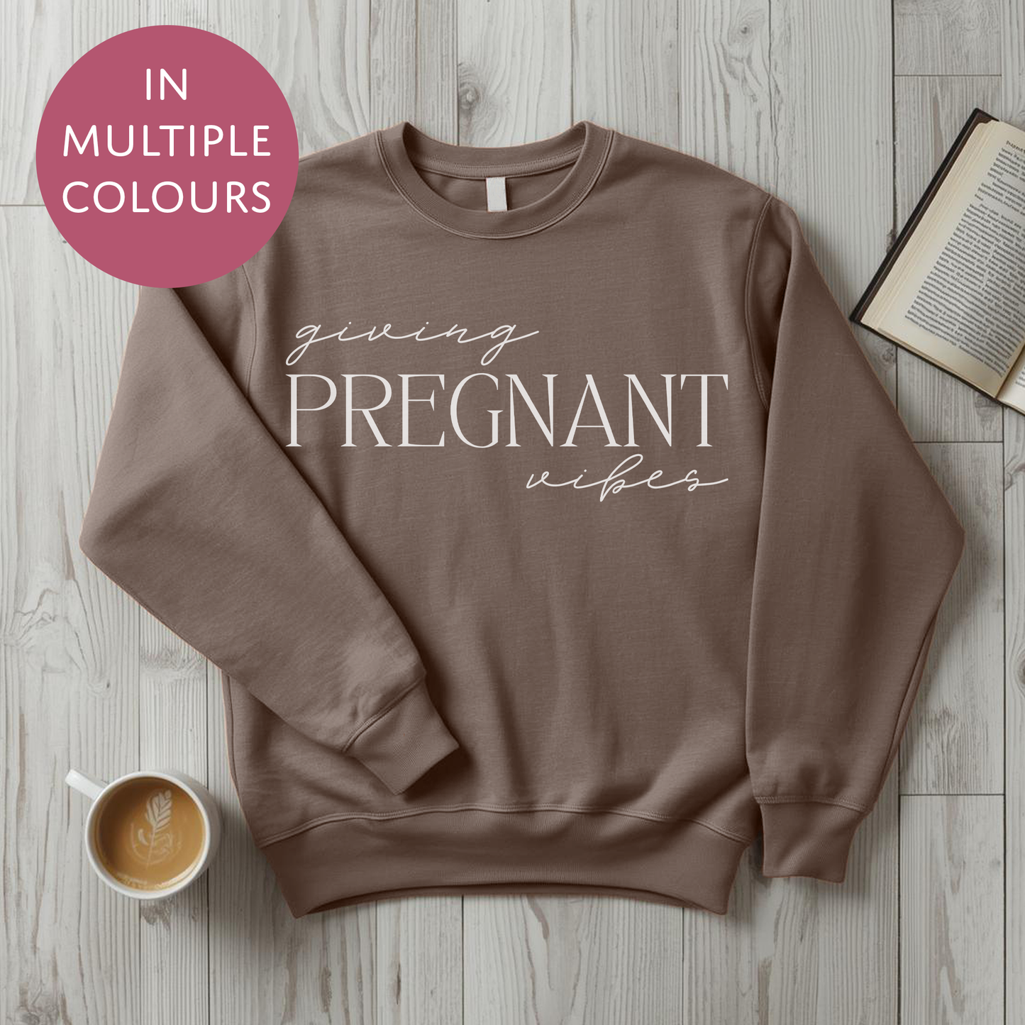 Giving Pregnant Vibes Sweater - Baby Shower Announcement Gift - Custom Mothers Day Jumper