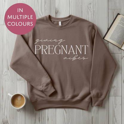 Giving Pregnant Vibes Sweater - Baby Shower Announcement Gift - Custom Mothers Day Jumper