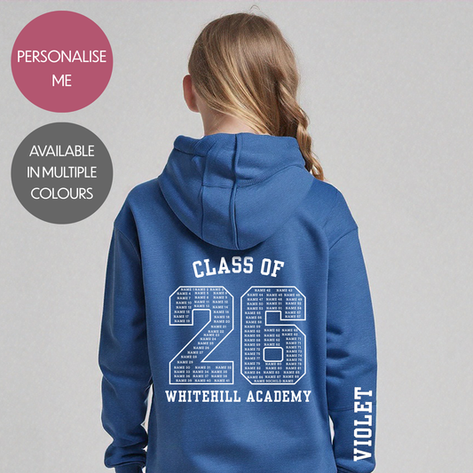 Personalised School Leavers Hoodie - Customised Unisex College Graduation Pullover - Add Your Class Names - Classic