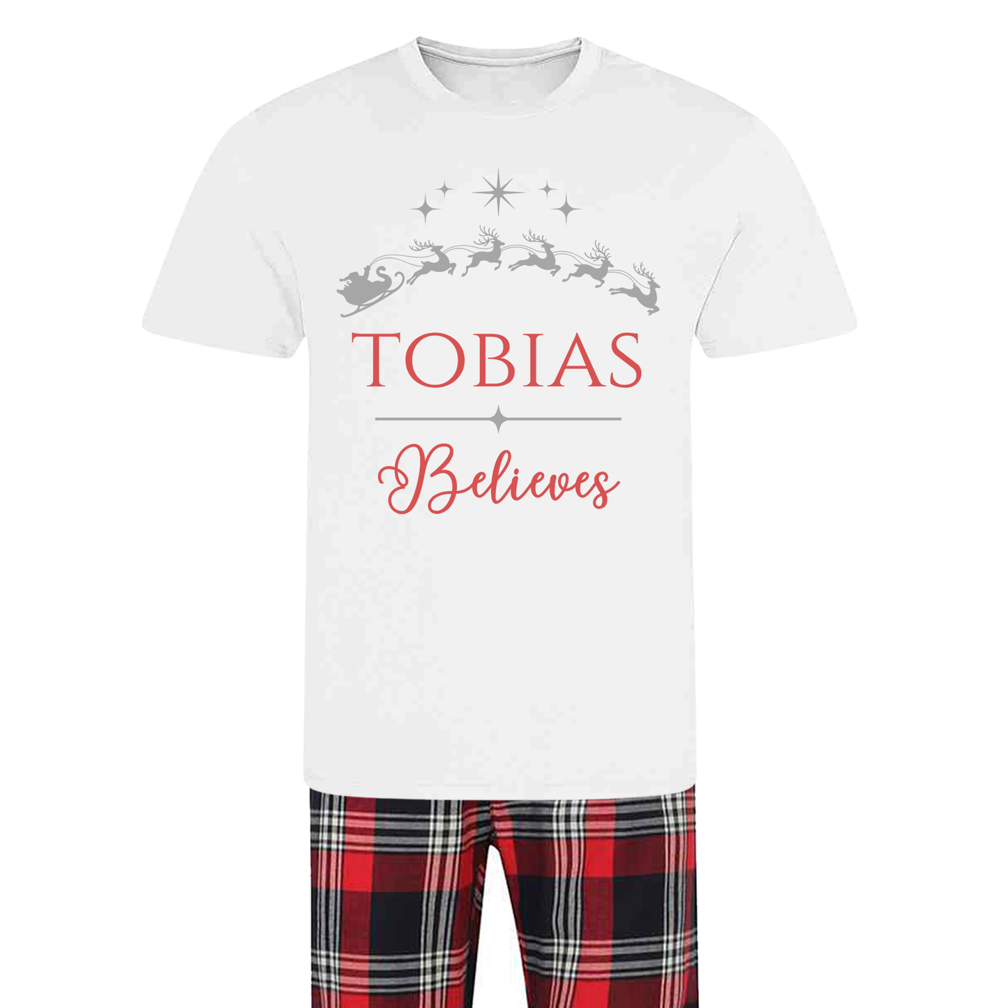 Personalised Sleigh Magic Family Christmas Pyjamas - Mix and Match - Tartan Style