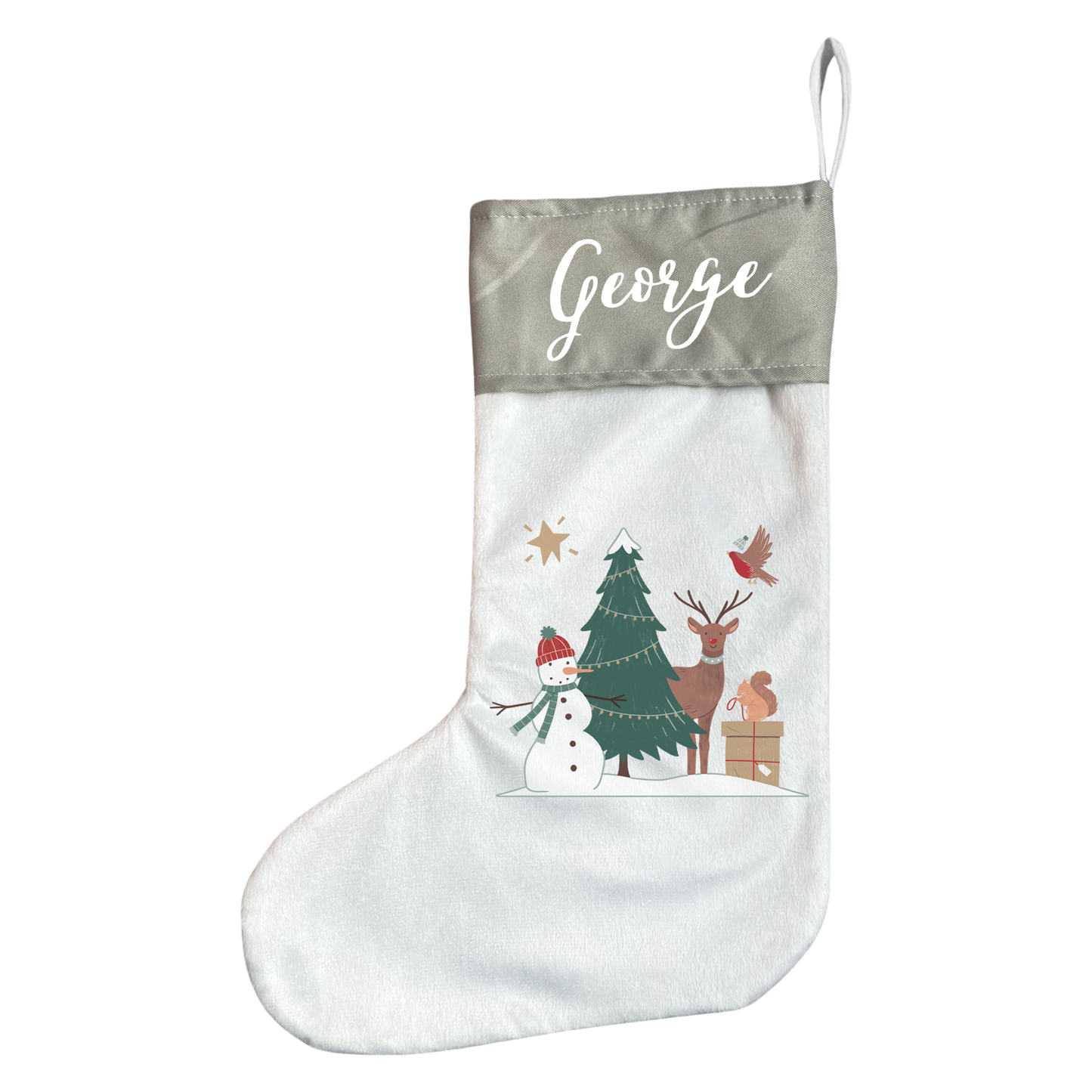 Personalised Forest Theme Christmas Stocking