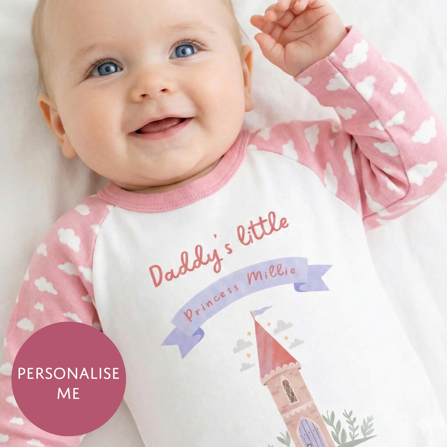 Personalised Daddy's Little Princess Babygrow - Customised Fathers Day Dad and Daughter Sleepwear Gift