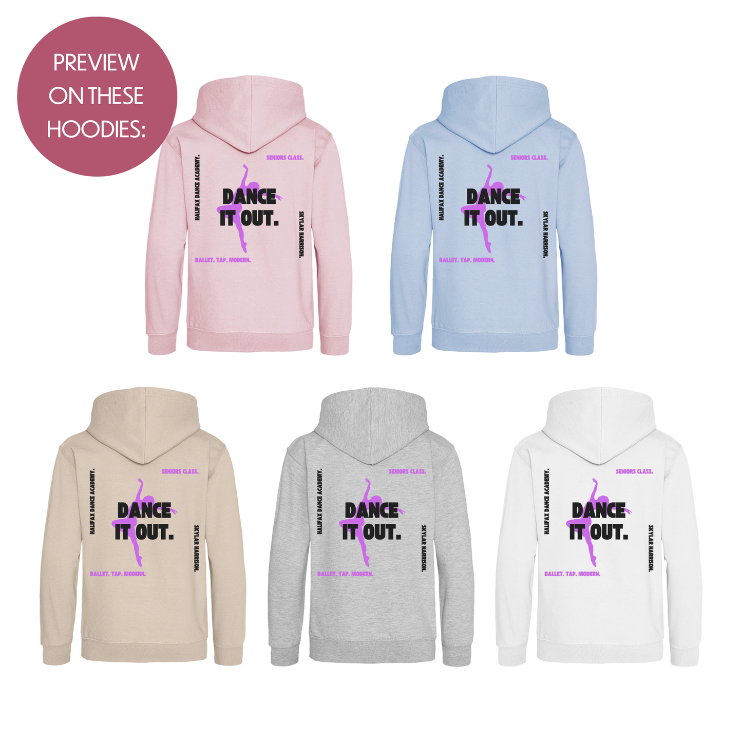 Personalised Dance Hoodie - Customised Unisex Kids Dancing Pullover - Stylish Competition Jumper