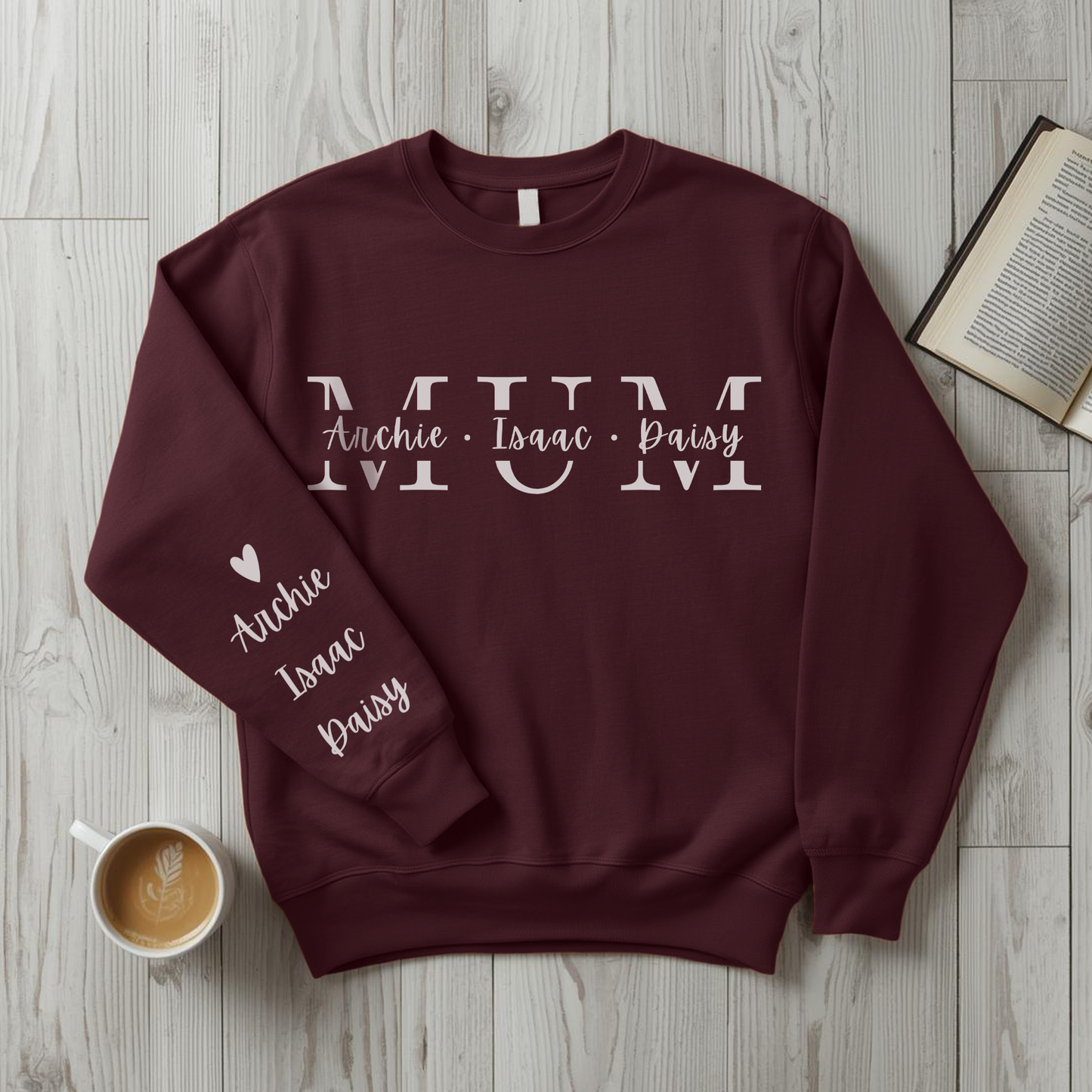 Personalised Mum Sweater with Kids Names - Custom Mothers Day Jumper