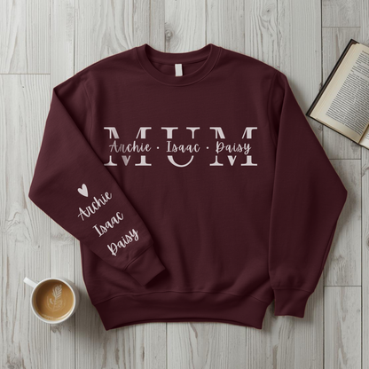 Personalised Mum Sweater with Kids Names - Custom Mothers Day Jumper