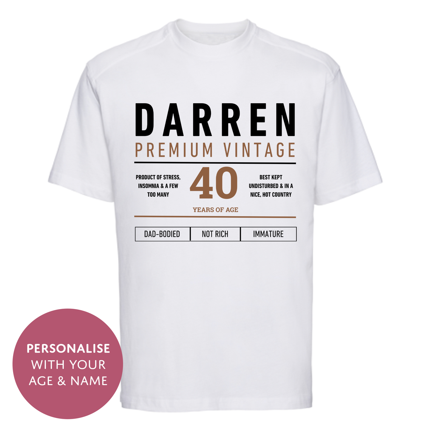 Personalised Funny Dad Whisky Lover T-Shirt - Custom Age Fathers Day Top For Him