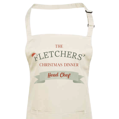 Personalised Festive Family Apron - Christmas Dinner Unisex Adults and Kids Fun Apron Gift