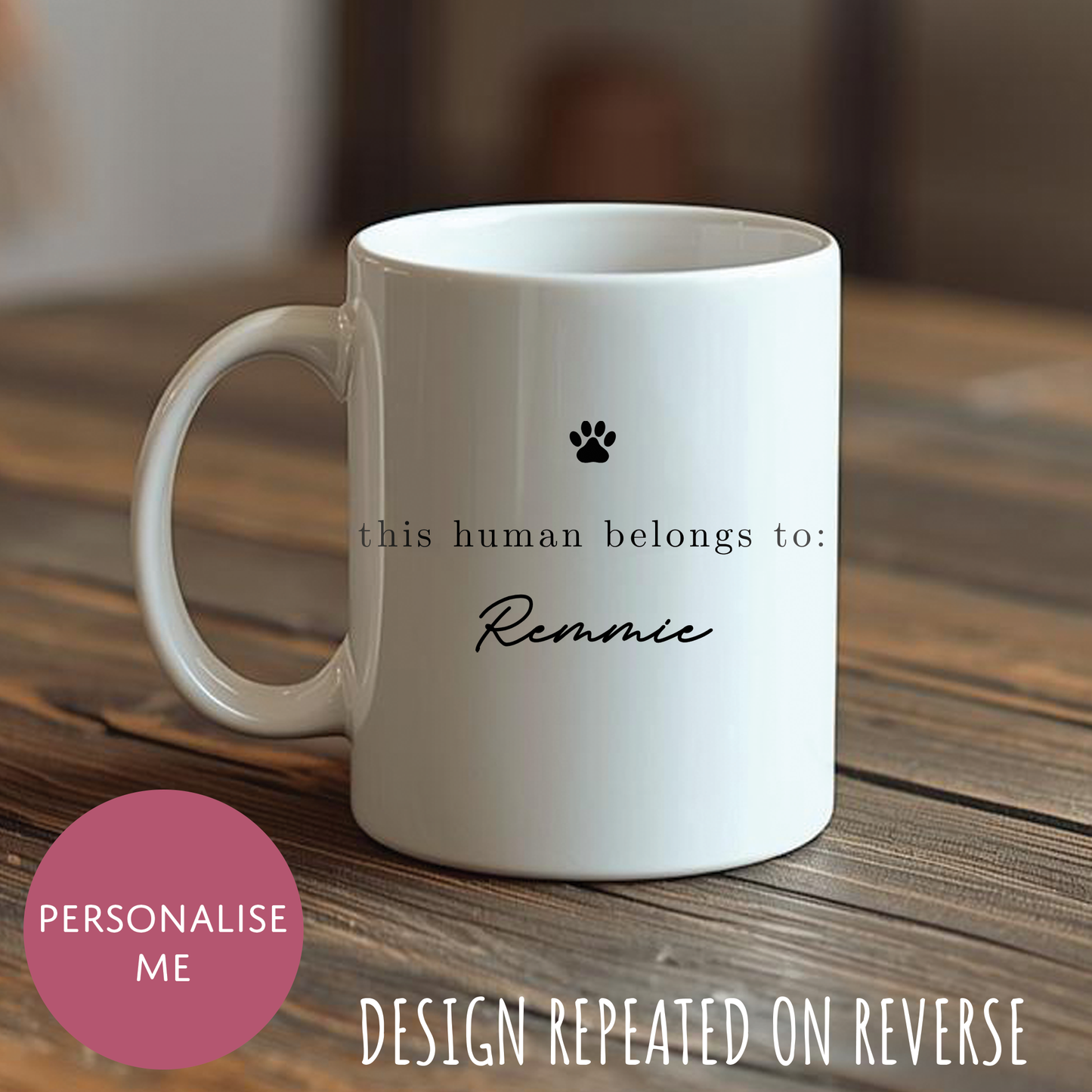Personalised Pet Mum Ceramic Coffee Tea Mug - This Human Belongs To Customised Dog Cat Name Gift