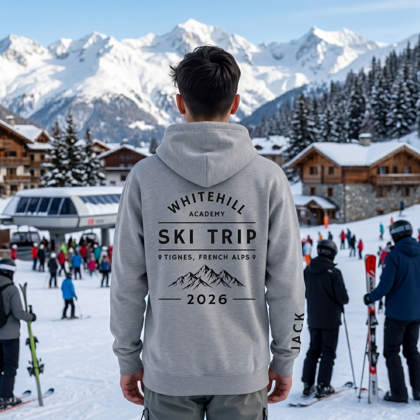 Personalised School Trip Hoodie - Customised Unisex College Residential Pullover - Ski