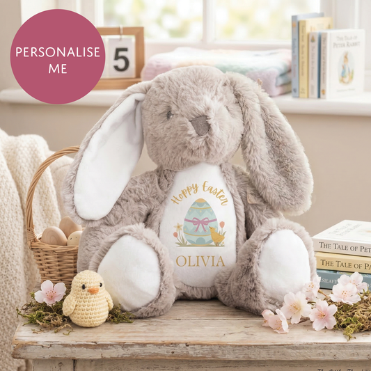 Personalised Easter Bunny Teddy - Hoppy Easter Plush Toy For Kids - Add Your Name Religious Gift