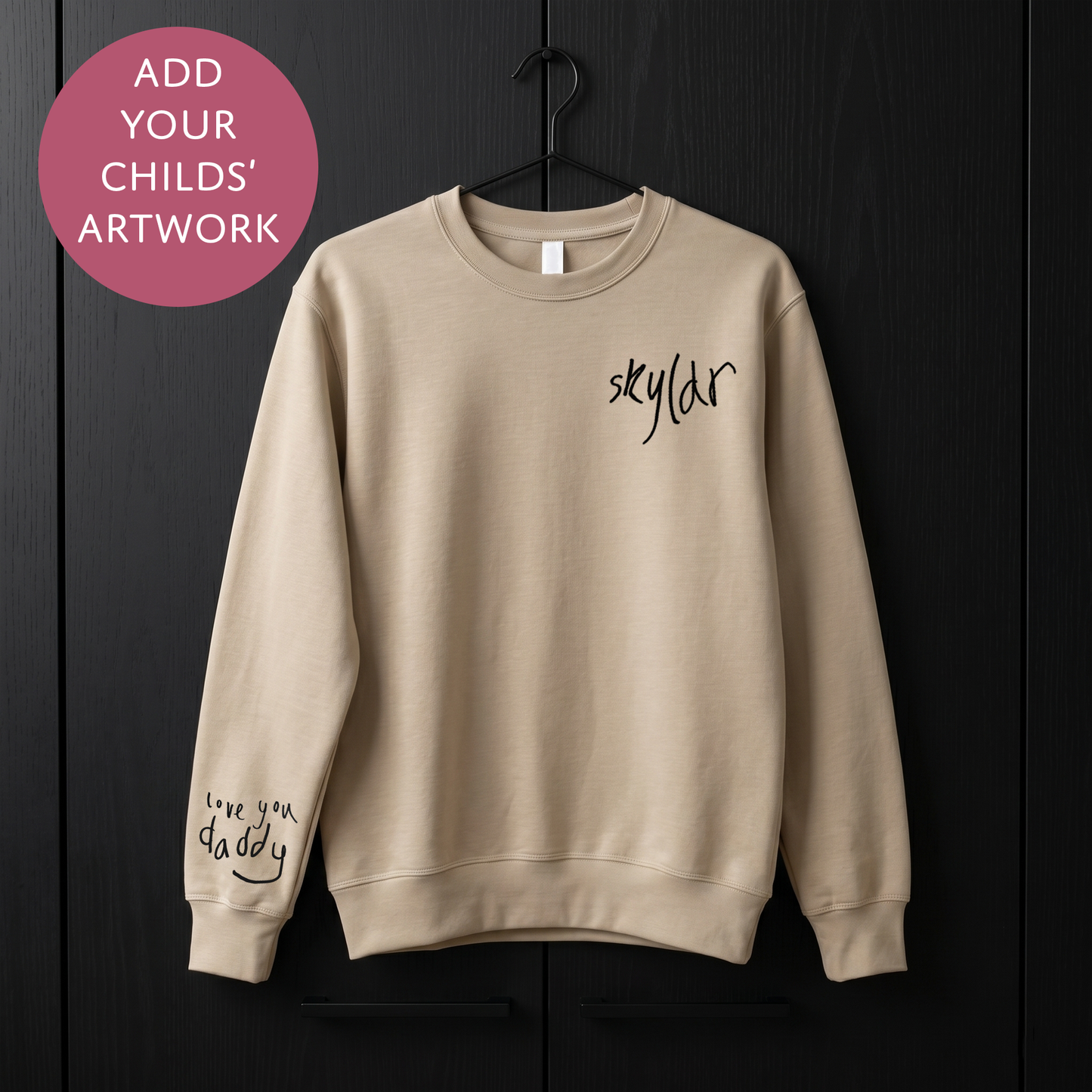 Your Child's Art Back Print - Personalised Fathers Day Sweater - Custom Graphic Jumper for Dad (Copy)